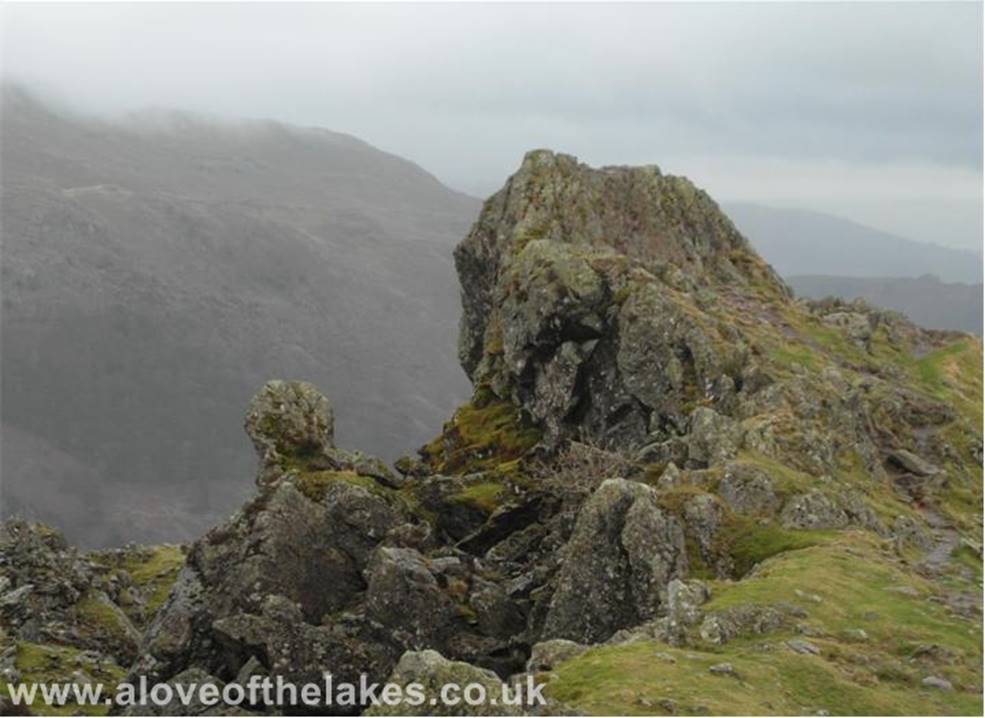 A love of the Lakes - On the summit now and here is the rock formation known as The Lion and the Lamb