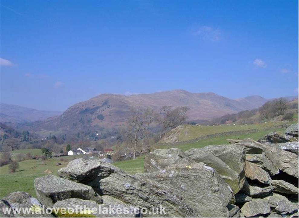 A love of the Lakes - The car park at the north end of Ambleside on the Rydal Road is the starting point for this walk. From the car park cross the main road and head for
Sweeden Bridge Lane. This shot of Nab Scar is taken from the Lane
