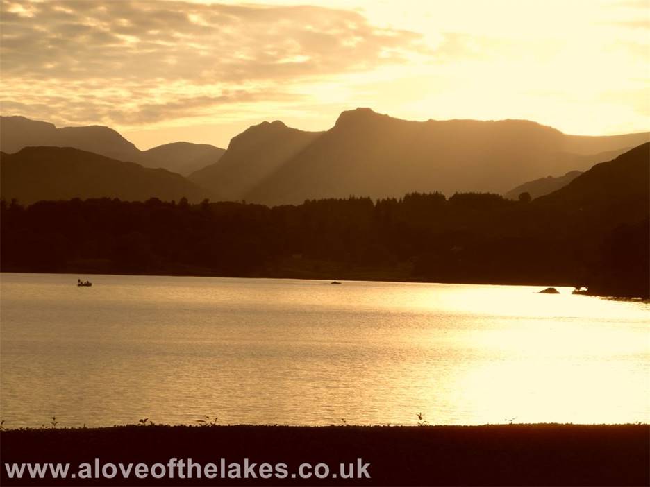 A love of the Lakes - On our journey back to our apartment a lingering last look at the Langdale Pikes from Low Wood Bay