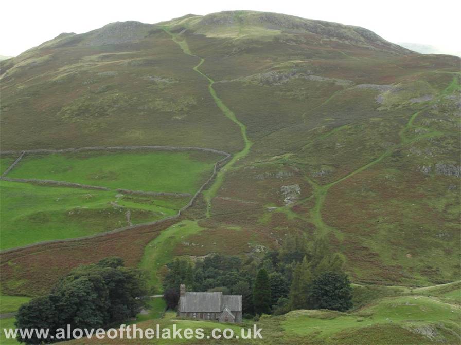 A love of the Lakes - Looking back to Hallin Fell and the grass path that leads all the way to the summit