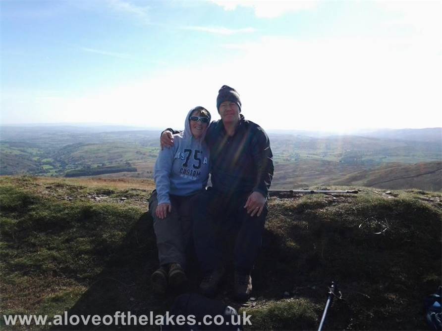 A love of the Lakes - Me and Sue on the summit, the fresh breeze was far more apparent now in spite of the sum