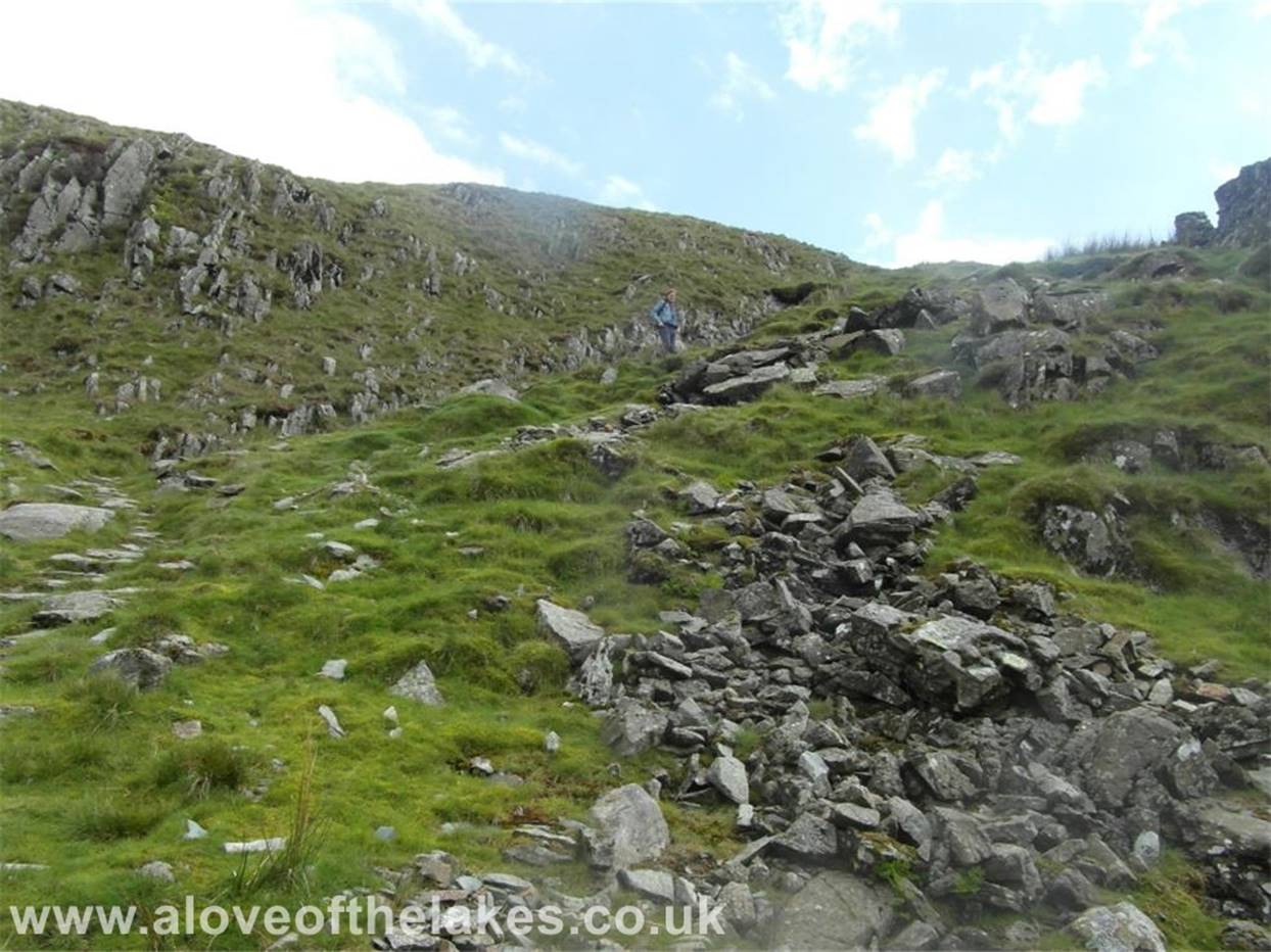 The initial steep pull up to St Ravens Edge follows a gulley that was made very slippery due to the previous rain