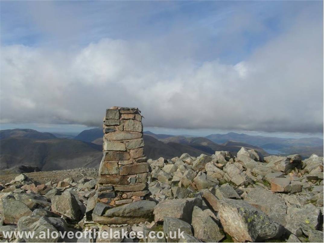 The summit Trig Point just slightly away from the summit cairn