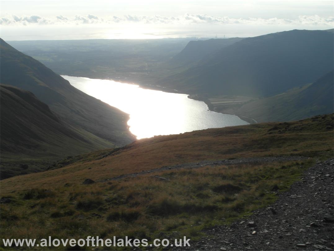 A shimmering Wast Water from the path back down