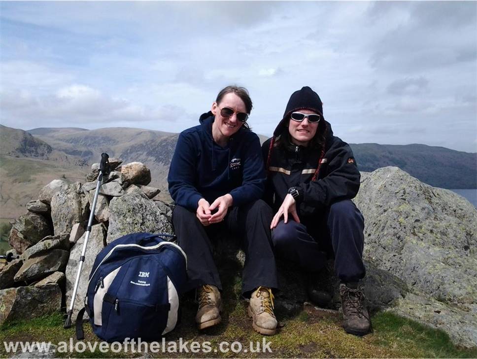 Sue and Ste on the summit of Arnison Crag 