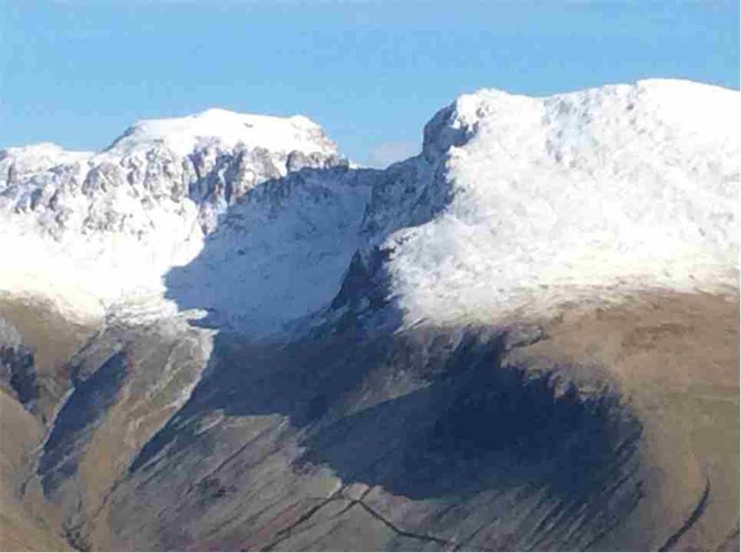 A close up of Mickledore separating the two Scafells