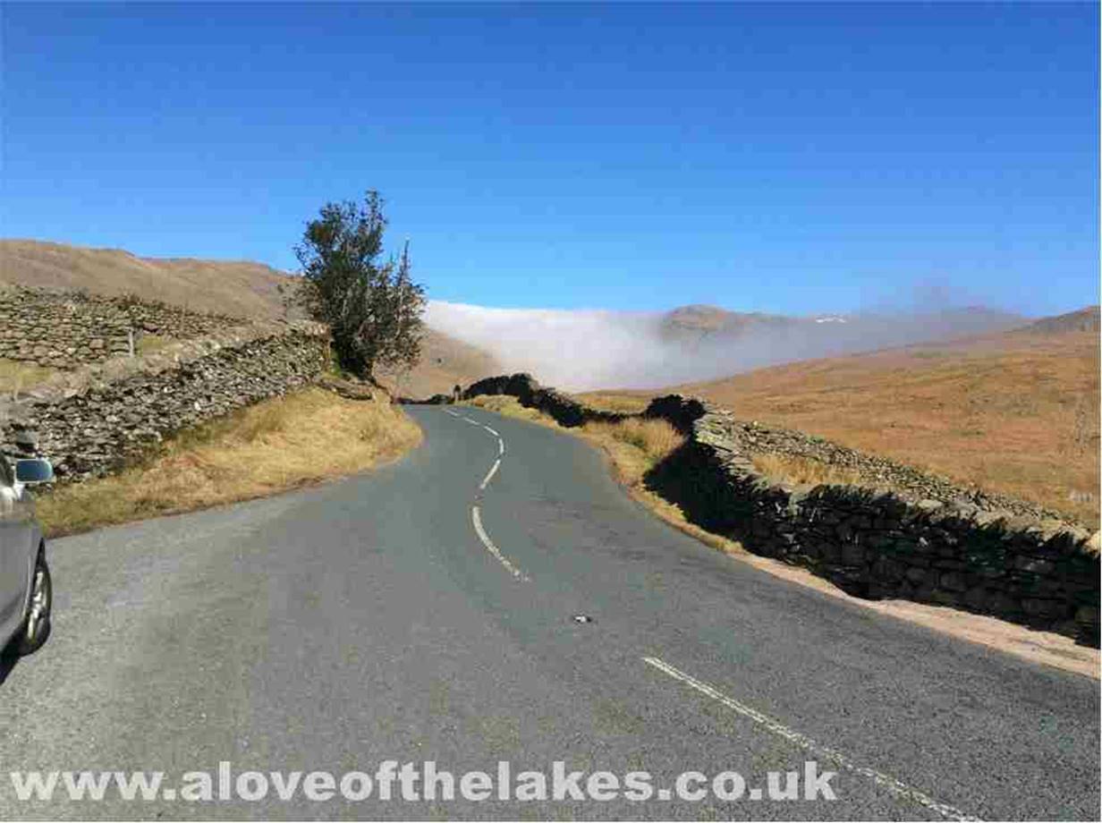 Due to the remaining closure of the A591 at Grasmere (because of the storm Desmond) I had to journey via the Kirkstone Pass
through Glenridding and Dockray to get to the A66 Keswick bound before turning on to the open part of the A591 to get to Thirlspot
On the way I came across the inversion that was hanging over the Central and Eastern regions
