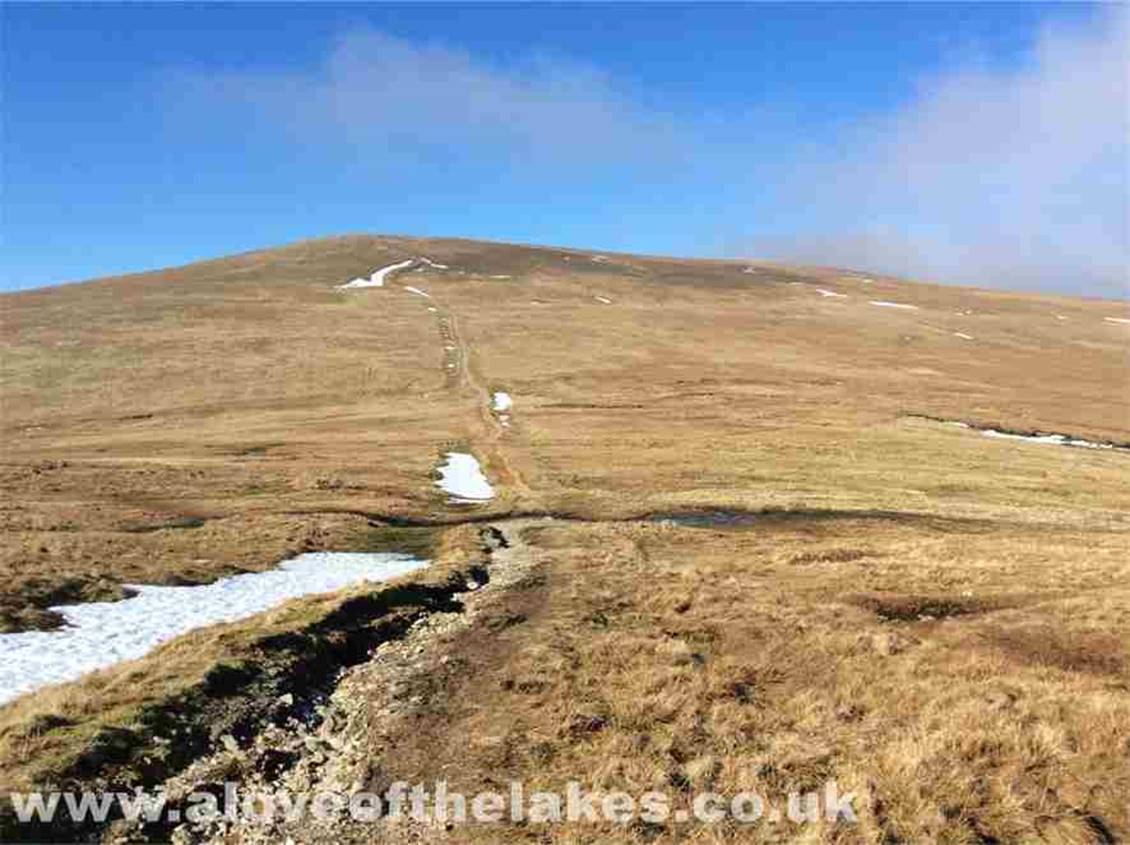 The path seen running across the route to the summit is the Sticks Pass which will be my route back down afterwards