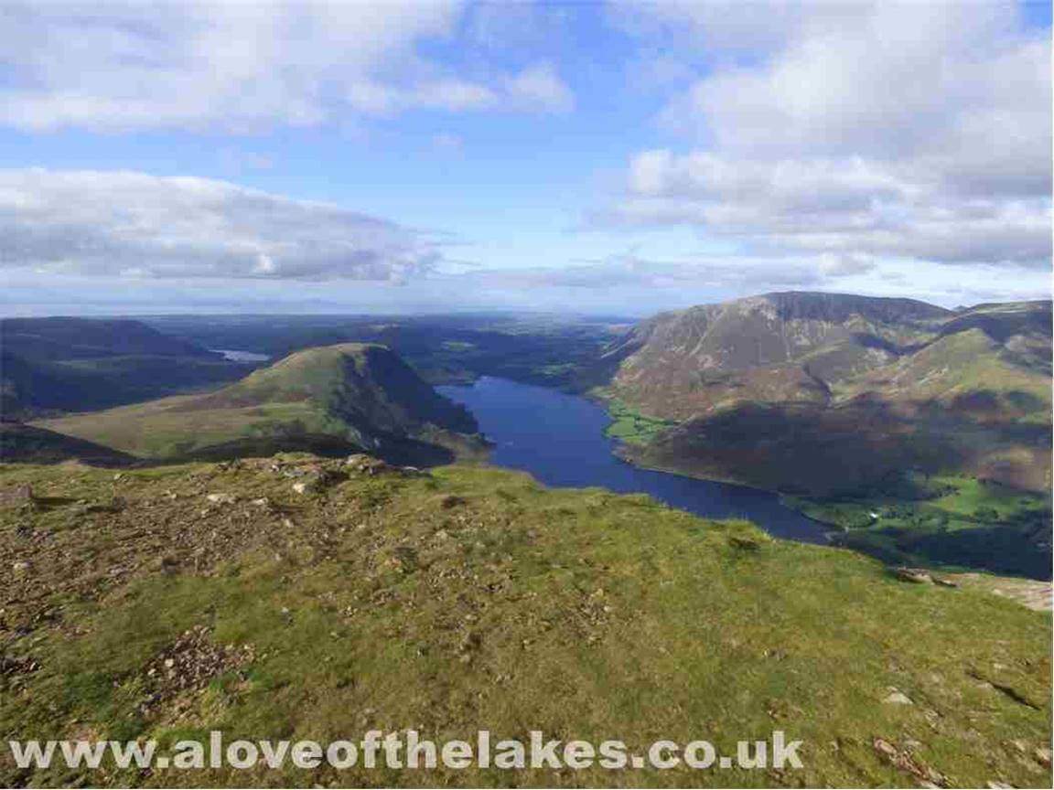 Looking north down the length of Crummock Water. Scotland in the very far distance