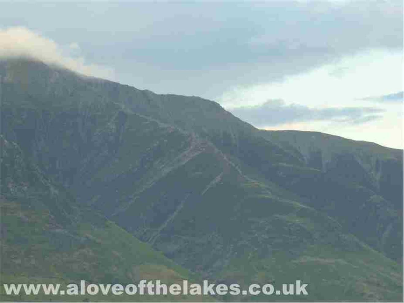 A close up on Blencathra, the central ridge is Halls Fell that leads directly to the summit