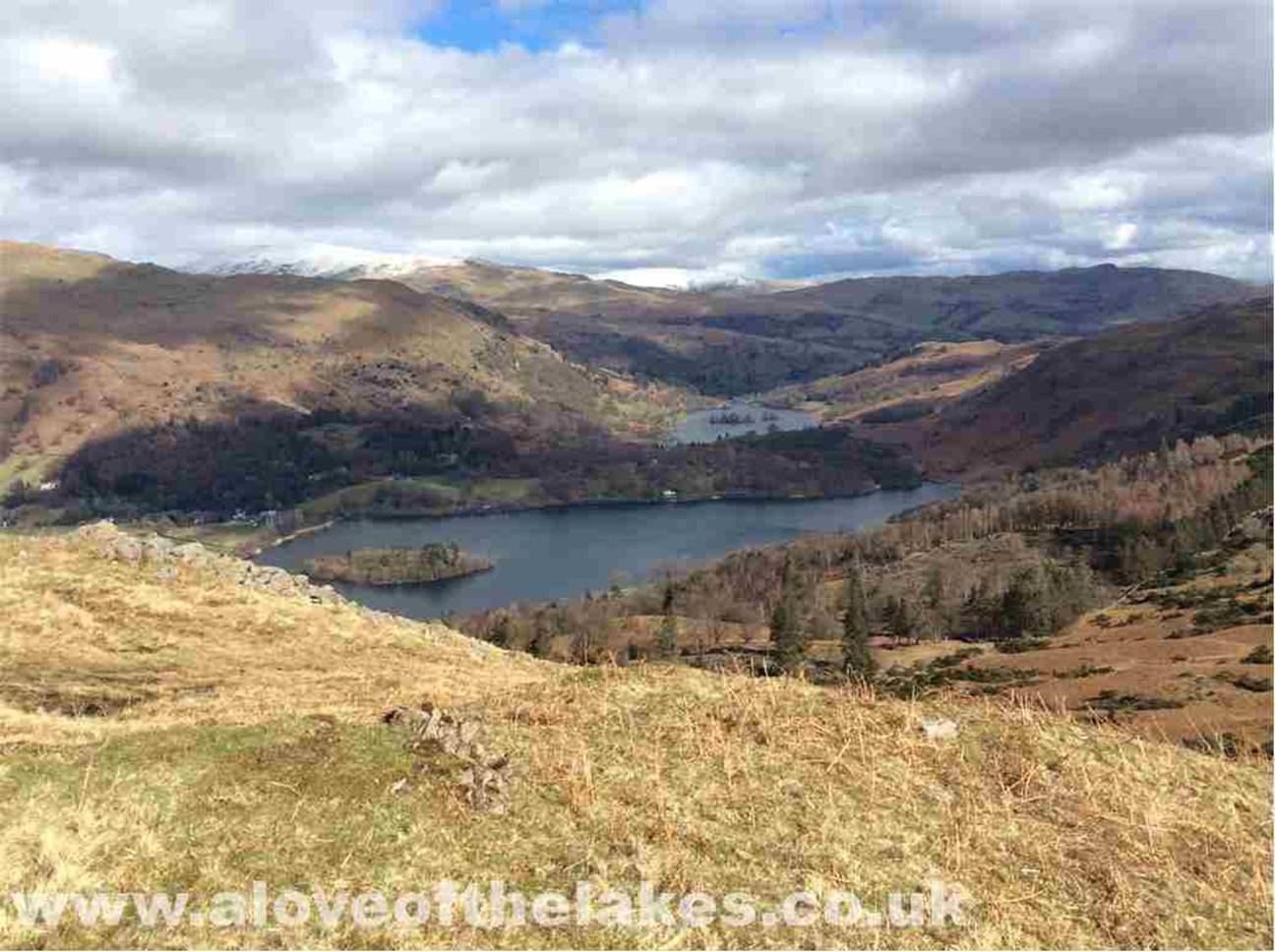 A view of Grasmere and Rydal Water on the way to the summit