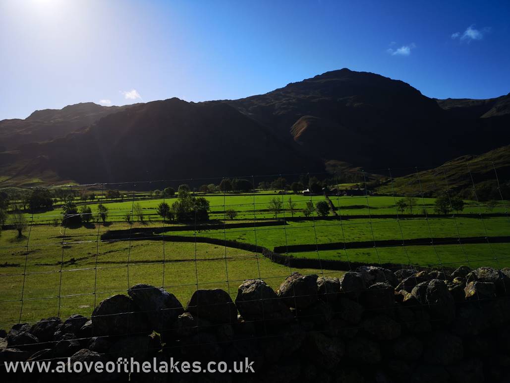 Looking across the Langdale valley towards Cold Pike