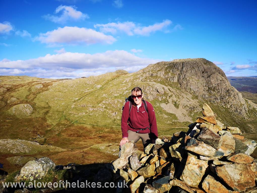 In no time at all Sue reaches the summit of Loft Crag