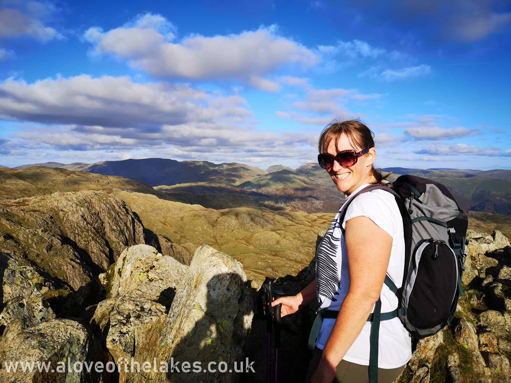 Sue on the summit of Harrison Stickle
