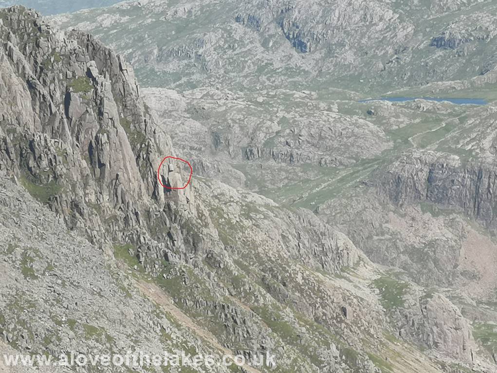 A close up shot of Napes Needle on Great Gable