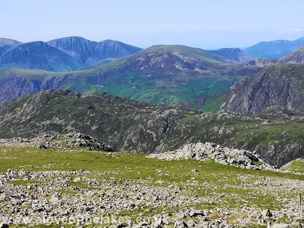 Looking down on to Haystacks from the summit cairn