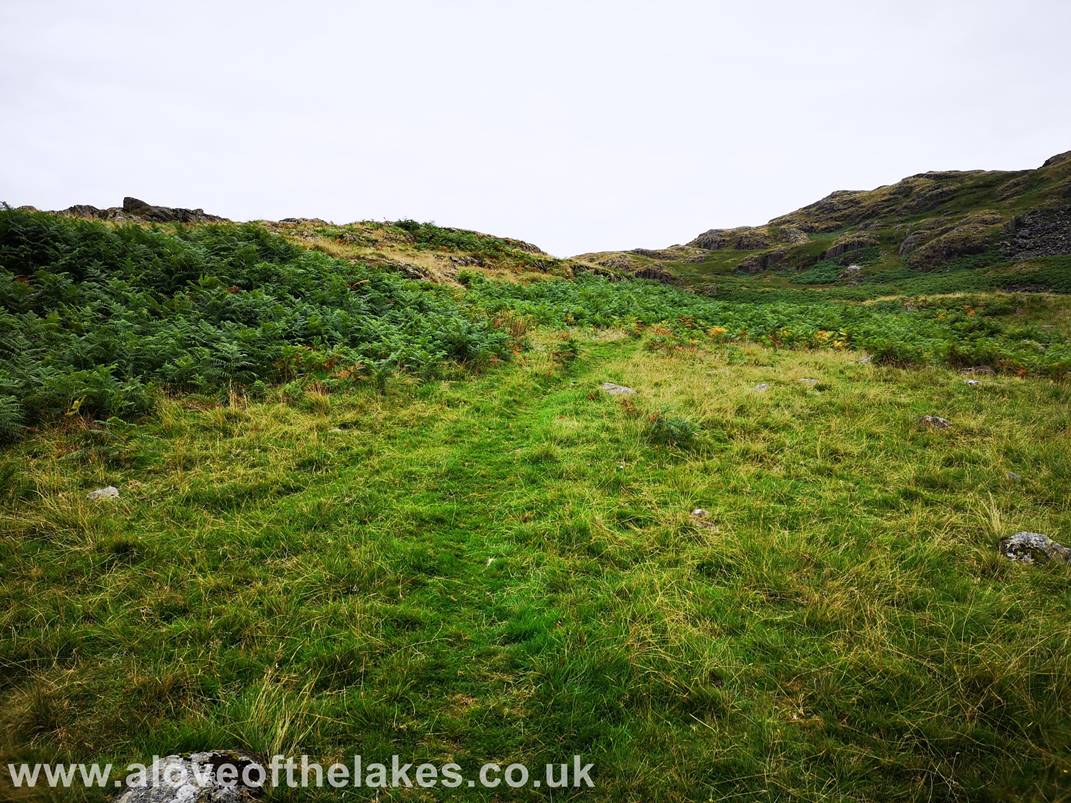 A love of the Lakes - The path skirts the edge of Yew Crags as it leads to the start of the shoulder on Border End