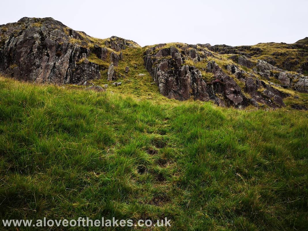 A love of the Lakes - In truth, the path from this point fades in and out. There are some areas where it is quite obvious, the overriding
aim though is to get to the top of Border End and there is no right or wrong way to achieve this

