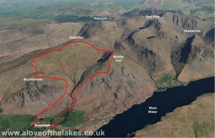 A love of the Lakes - Middle Fell Seatallan Buckbarrow route map