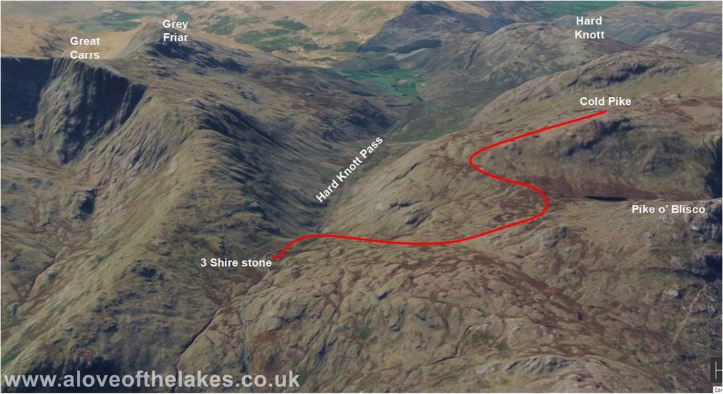 3d view of walk to Cold Pike