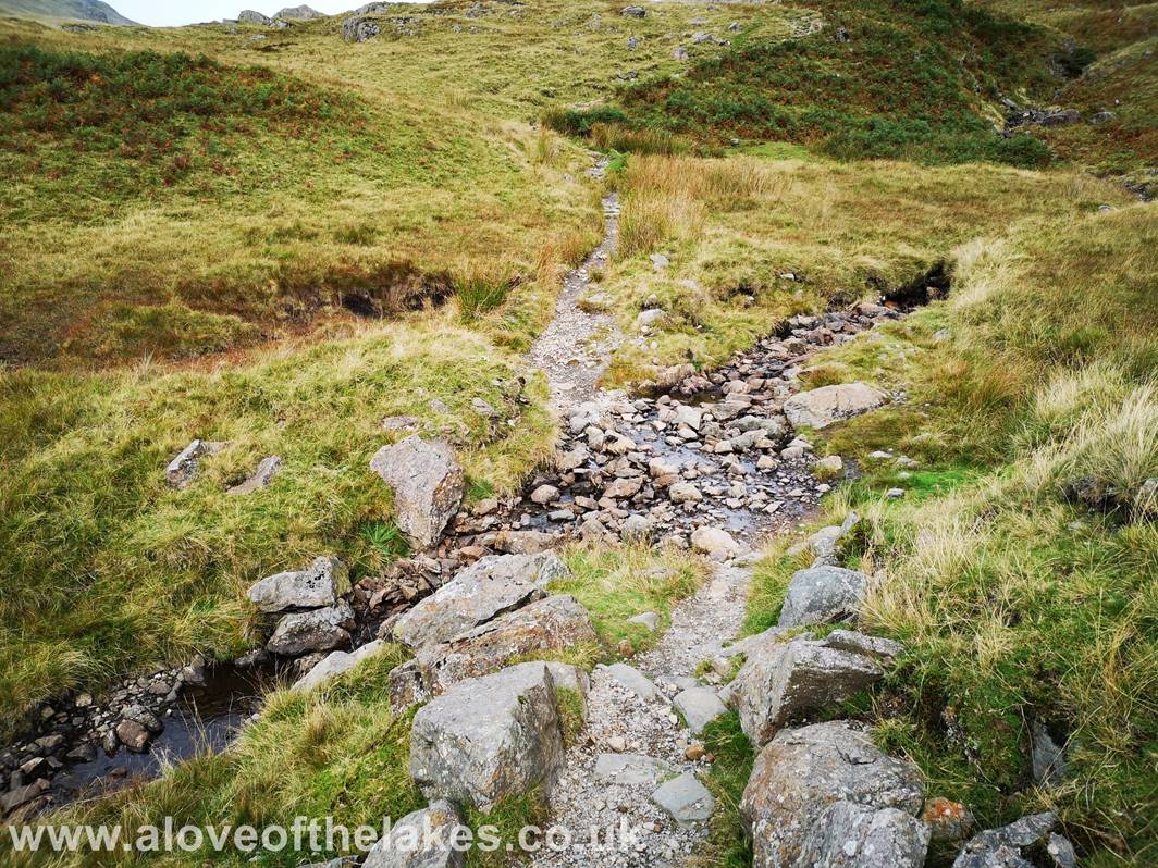 The path crosses a ford over a small stream which at this time of the year was easy to cross