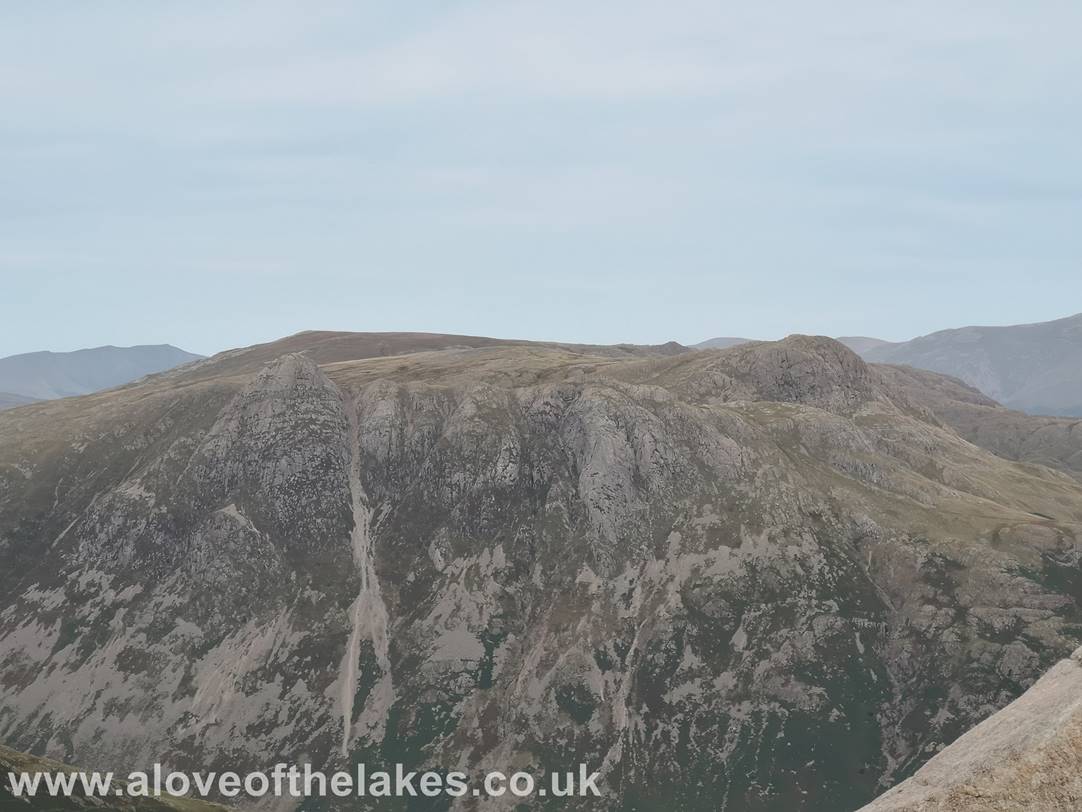 A close up of the Langdale Pikes and Pavey Arc