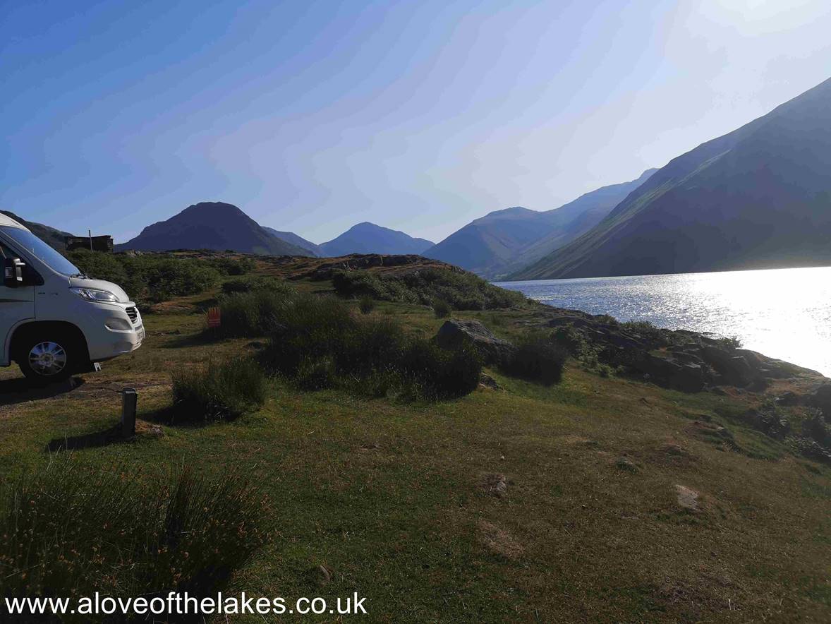 The "classic" view of Wasdale Head on the road to the car park at Overbeck Bridge