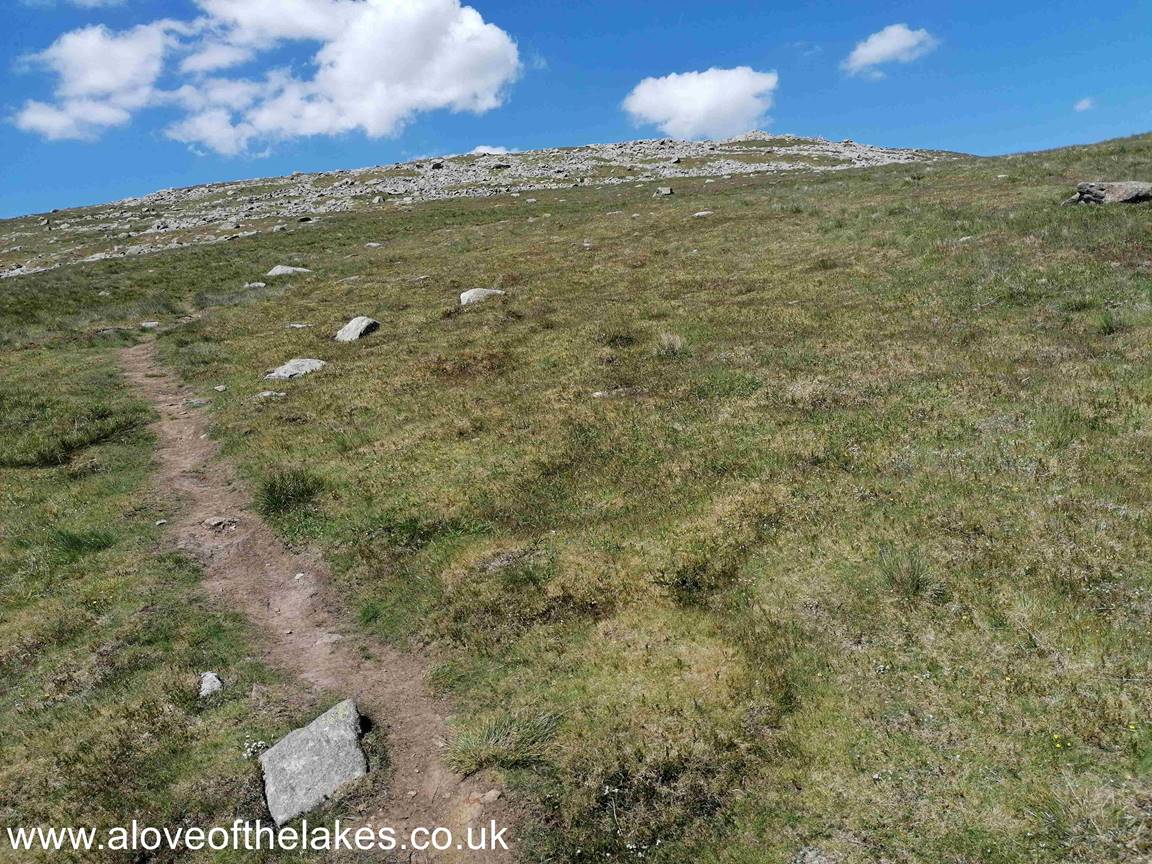 The path is very easy to follow as it journeys towards a boundary wall on the top of Scoat Fell