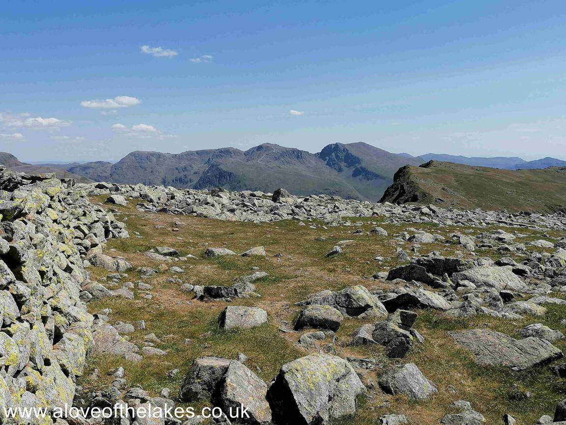 The wall that runs the length of Scoat Fell. A small pile of stones on top of the wall represents the summit point