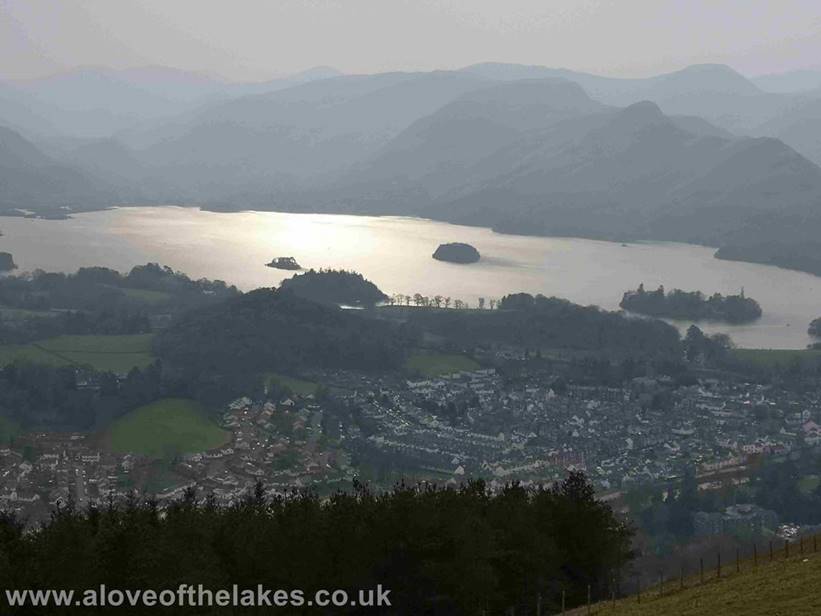 A view over Derwent Water from the summit of Latrigg