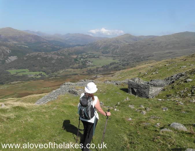 Looking back towards the Scafell range of mountains