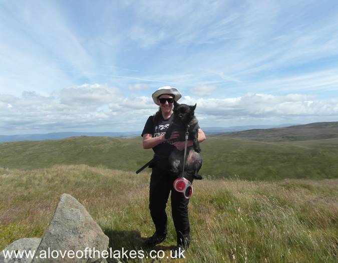 Sue and Spud on the summit of Nabs Moor