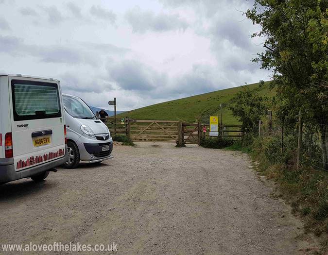 Through the gate and turn left