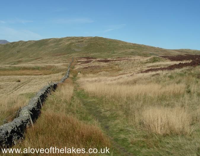 The path follows the line of the wall