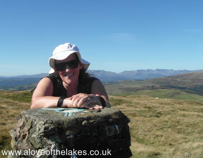 Sue on the summit of Brunt Knott