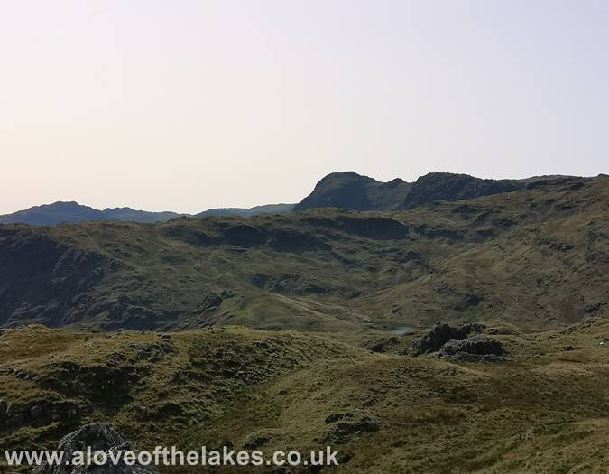 Looking across to the Langdale Pikes