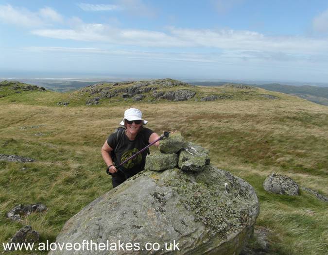 Sue on the summit of The Knott